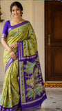 Olive green Kalamkari digital print saree (ODP02)