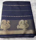 Blue Semi Mysore Crepe Silk Saree