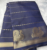 Blue Semi Mysore Crepe Silk Saree