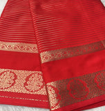 Red Semi Mysore Crepe Silk Saree