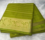 Light Green Semi Mysore Crepe Silk Saree