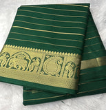 Green Semi Mysore Crepe Silk Saree