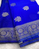 Blue Chiffon Silk Saree