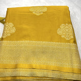 Yellow Chiffon Silk Saree