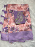 Pink Digital Print Cotton Saree