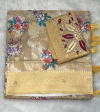 Yellow Digital Print Cotton Saree