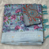 Blue Digital Print Cotton Saree