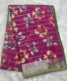 Rani Pink Digital Print Linen Saree