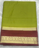 Parrot Green Semi Mysore Crepe Silk Saree