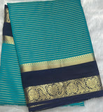Blue Semi Mysore Crepe Silk Saree