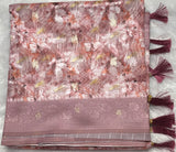 Brown Digital Print Cotton Silk Saree