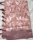 Brown Digital Print Cotton Silk Saree