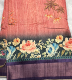 Mauve Pink Linen Cotton Kalamkari Saree