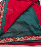 Red Designer Raw silk saree