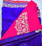 Purple space silk designer saree