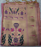 Baby Pink Paithani soft silk