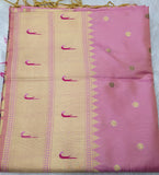 Baby Pink Paithani soft silk