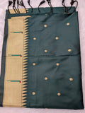 Bottle green Paithani soft silk