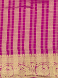 Yellow with rani pink color checks semi Mysore crepe silk saree