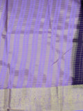 Purple with lilac color checks semi Mysore crepe silk saree