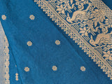 Teal blue Viscose georgette silk saree (VGS01)