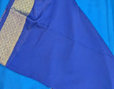 Teal blue with navy blue semi Mysore crepe silk saree (SMC03)