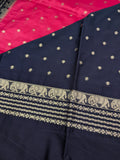 Red with black semi Mysore crepe silk saree (SMC03)