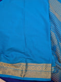 Royal blue with sky blue semi Mysore crepe silk saree (SMC03)