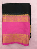 Bottle grenn  with pink semi Mysore crepe silk saree (SMC03)