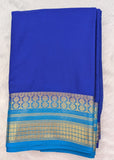 Royal blue with sky blue semi Mysore crepe silk saree (SMC03)