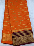 Orange with wine color Mysore crepe crush silk saree