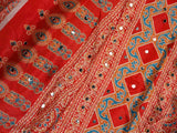 Orange color Ajrakh bandini modal mirror work saree