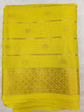 Yellow with red Mysore crepe crush silk saree
