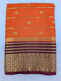 Orange with wine color Mysore crepe crush silk saree
