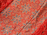 Orange color Ajrakh bandini modal mirror work saree