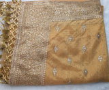 Golden Elegant Soft Tissue Party Wear Saree